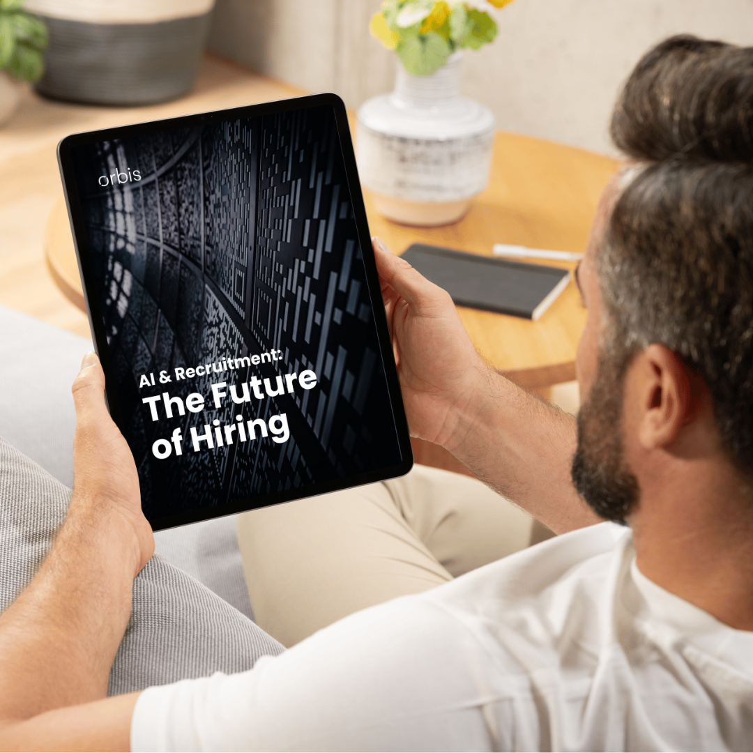 AI & Recruitment - the future of hiring - free downloadable guide - ipad - produced by orbis group